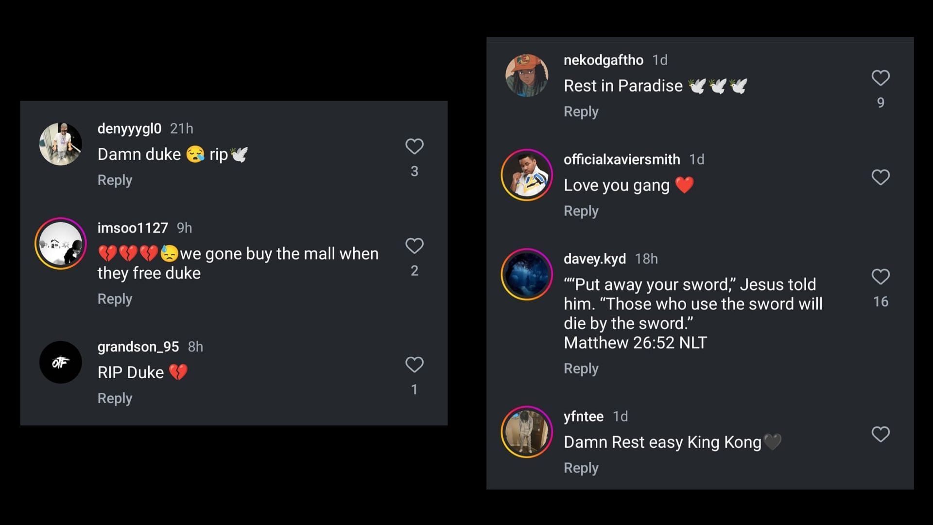 Online tributes (Images via Instagram/@munnaduke_)